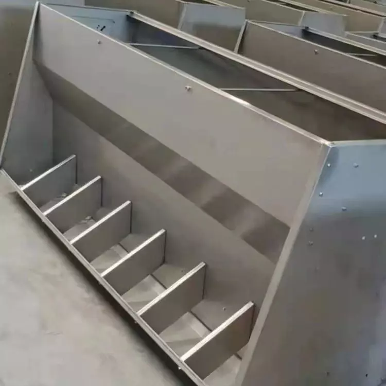 双面不锈钢育肥猪料槽 猪用食槽 明宇养猪设备